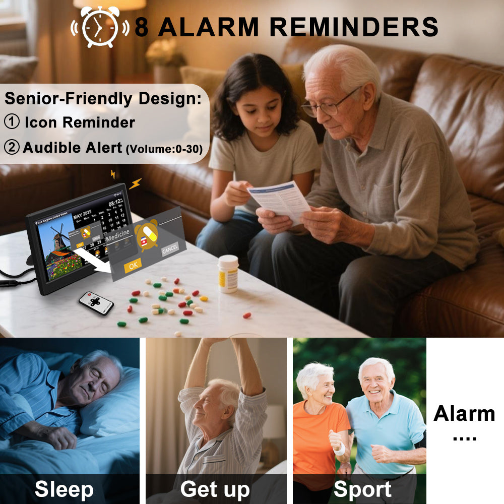 2025 New WiFi Digital Day Clock for Seniors, Auto Time Sync with Day and Date, Large Display, Custom Alarms & Medication Reminders, Ideal for Elderly and Memory Loss (10.1-Inch)