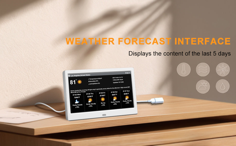 WiFi Digtial Calendar Clock with Day and Date Alarm Clock with Weather Temperature Humidify Alzheimers Clock for Elderly Auto Dimmable 8 Alarm Options (10.1 Inch )