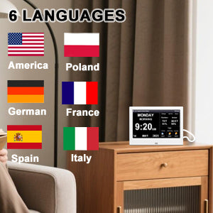 2025 New WiFi Digital Day Clock for Seniors, Auto Time Sync with Day and Date, Large Display, Custom Alarms & Medication Reminders, Ideal for Elderly and Memory Loss (7-Inch)