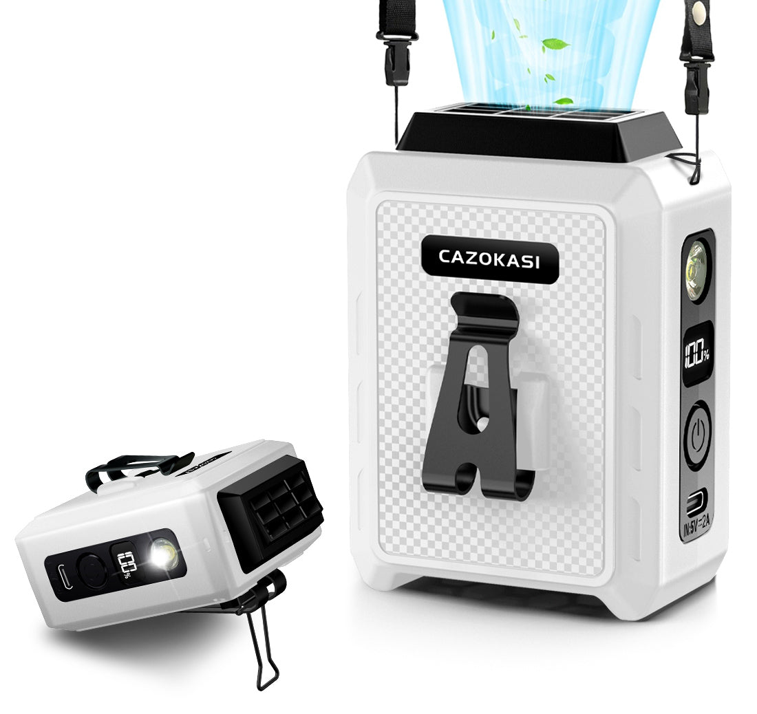 CAZOKASI Personal Waist Clip Fan Rechargeable Wearable Hand Free Wearable Cooler Fan for Traveling Working Outdoor Office