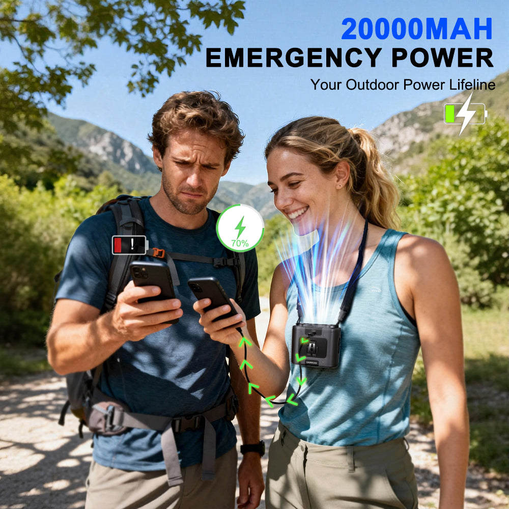 CAZOKASI 2026 Upgrade Waist Clip Fan Wearable Portable Personal Body Fan with 20000mAh Battery, Powerful up to 36H Cooling and Heatstroke Prevention, 5-in-1 Multifunctional Electric Fan