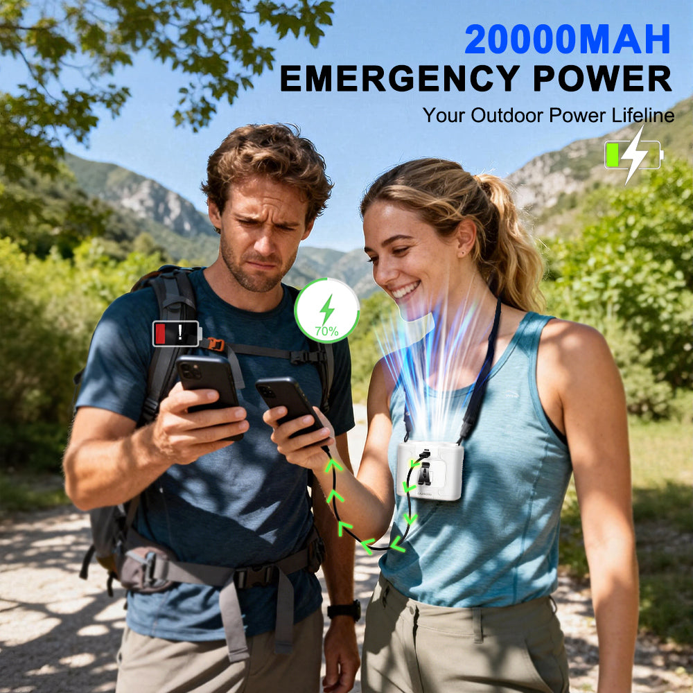 CAZOKASI 2026 Upgrade Waist Clip Fan Wearable Portable Personal Body Fan with 20000mAh Battery, Powerful up to 36H Cooling and Heatstroke Prevention, 5-in-1 Multifunctional Electric Fan