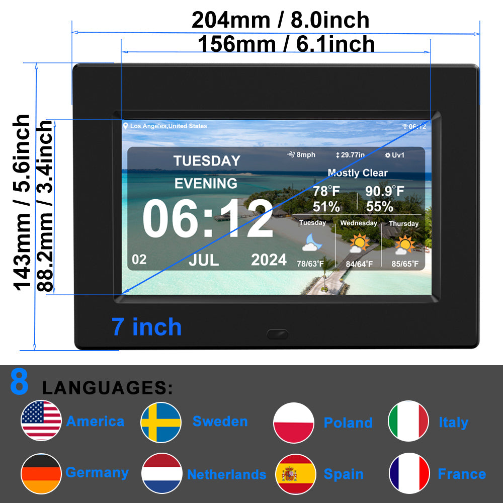 7inch New Digital Weather Clock with Temperature Humdity Alarm Clock