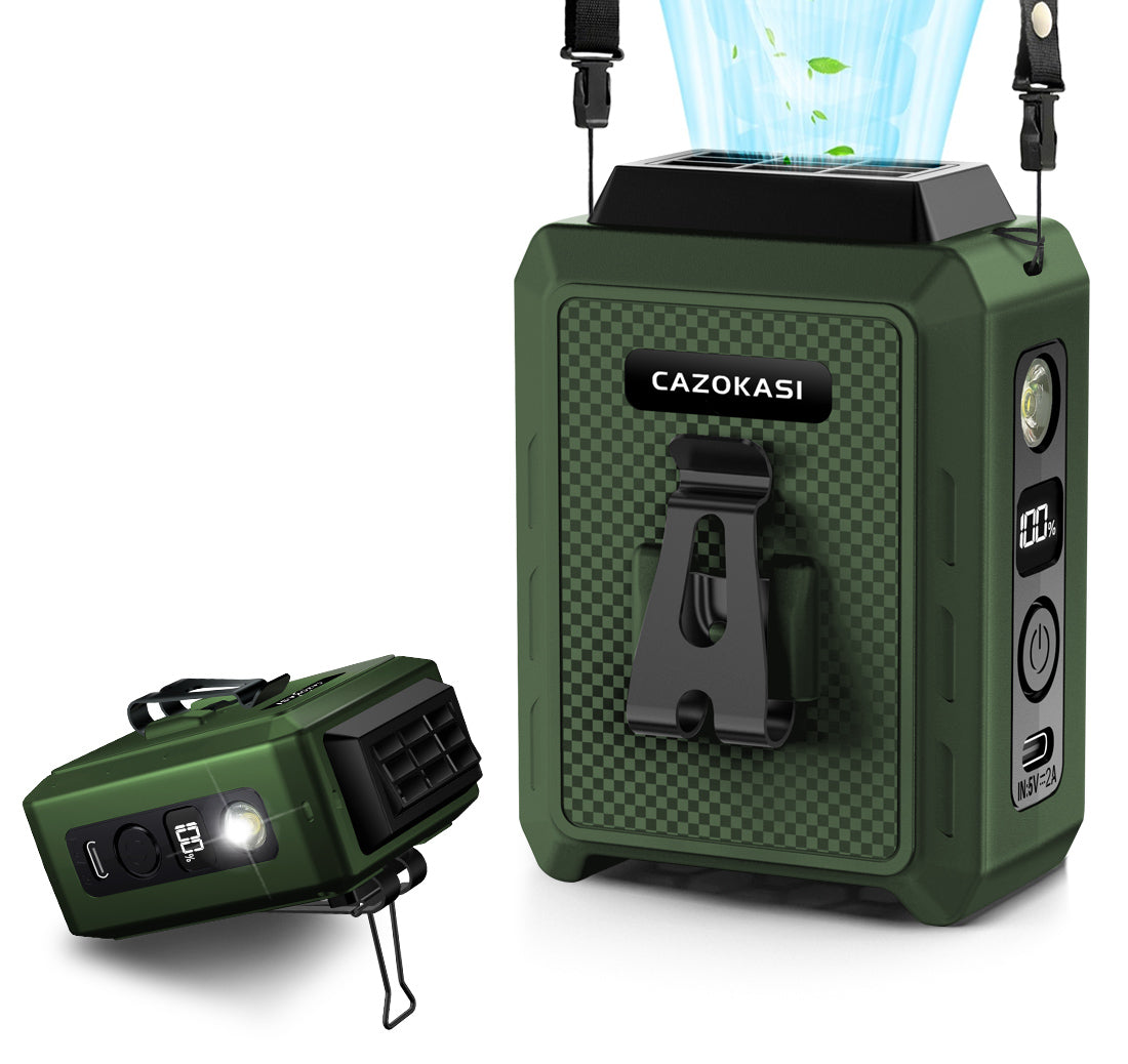 CAZOKASI Personal Waist Clip Fan Rechargeable Wearable Hand Free Wearable Cooler Fan for Traveling Working Outdoor Office