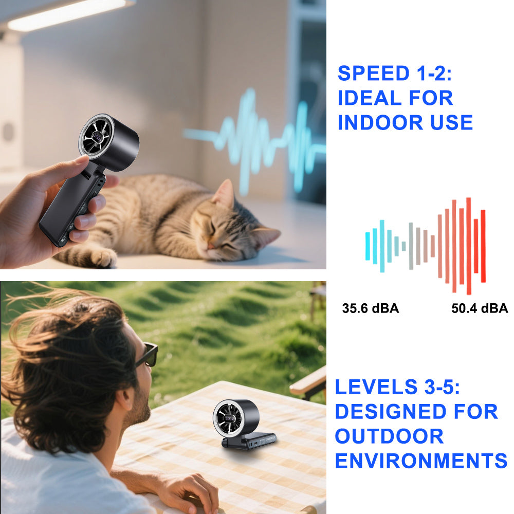 CAZOKASI Portable Handheld Fan, Brushless Motor, 5000mAh,  Up to 22H Cooling, 5 Speeds, Type-C Charging, 0.18kg,Foldable Pocket Size, LED Display & Ambient Light, for Travel/Makeup/Festival/Gift