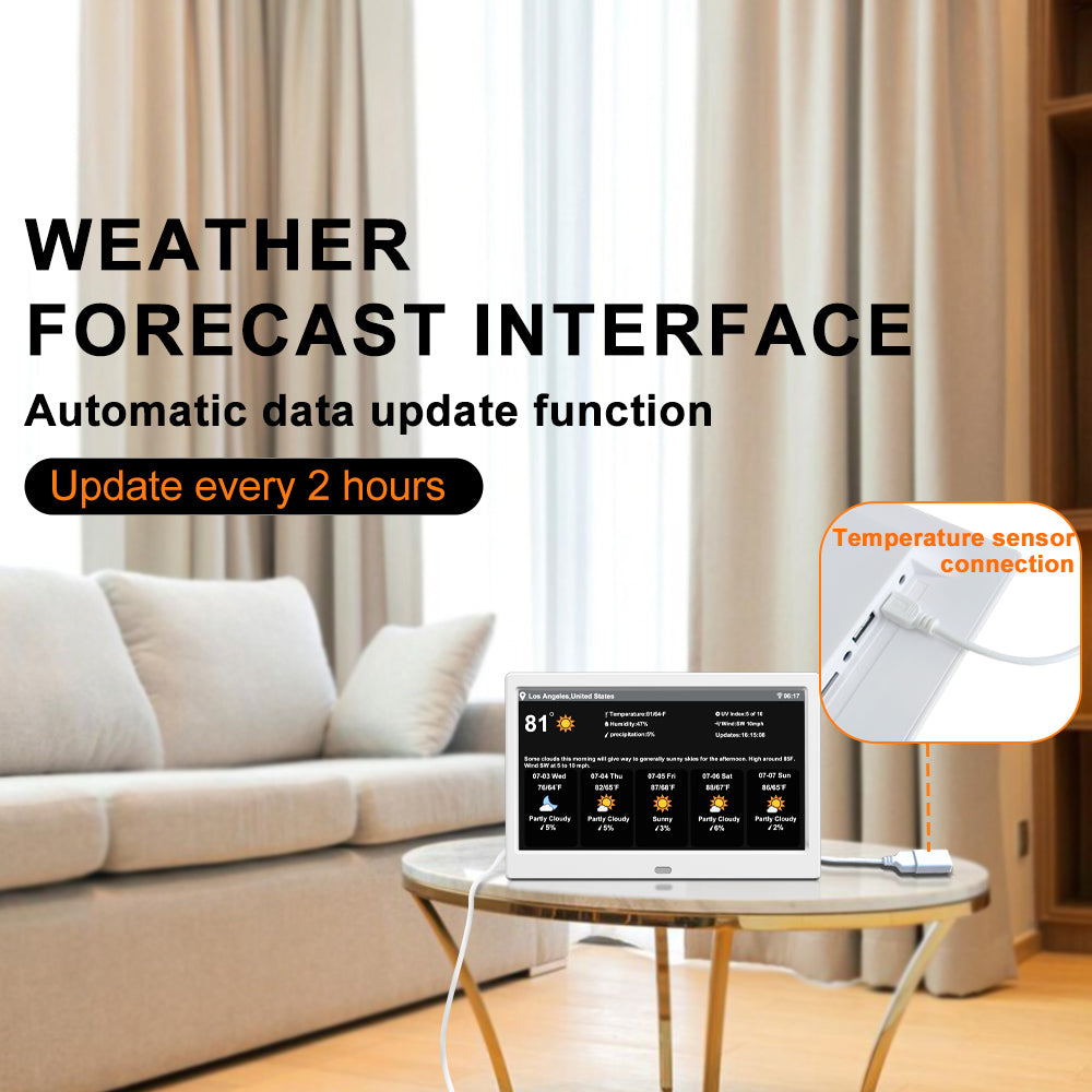 WiFi Digtial Calendar Clock with Day and Date Alarm Clock with Weather Temperature Humidify Alzheimers Clock for Elderly Auto Dimmable 8 Alarm Options (10.1 Inch )