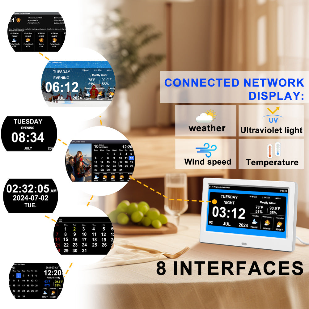 7 inch 2024 New Digital Weather Clock with Temperature Humdity Alarm Clock for Elderly (7 inch)