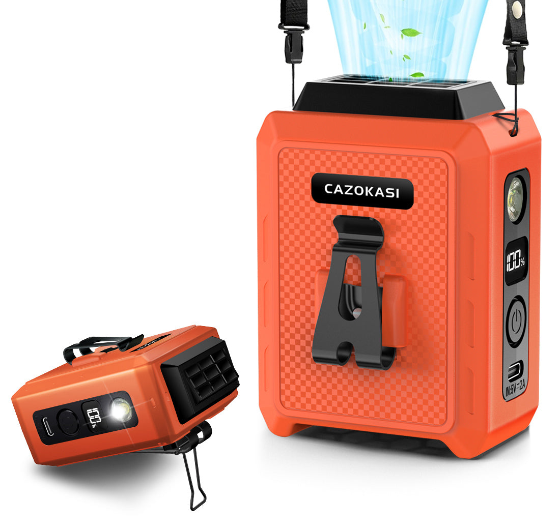 CAZOKASI Personal Waist Clip Fan Rechargeable Wearable Hand Free Wearable Cooler Fan for Traveling Working Outdoor Office