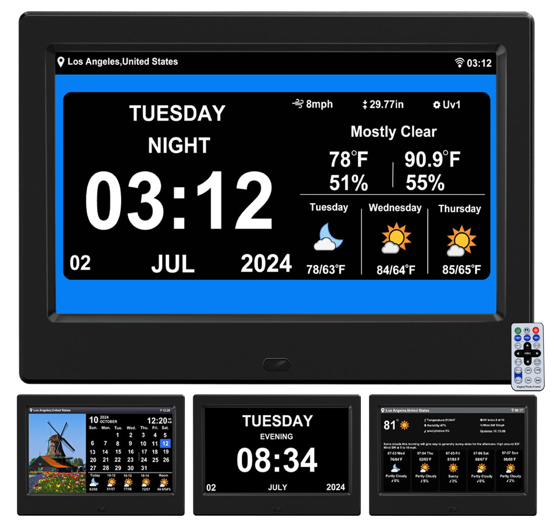 7 inch 2024 New Digital Weather Clock with Temperature Humdity Alarm Clock for Elderly (7 inch)