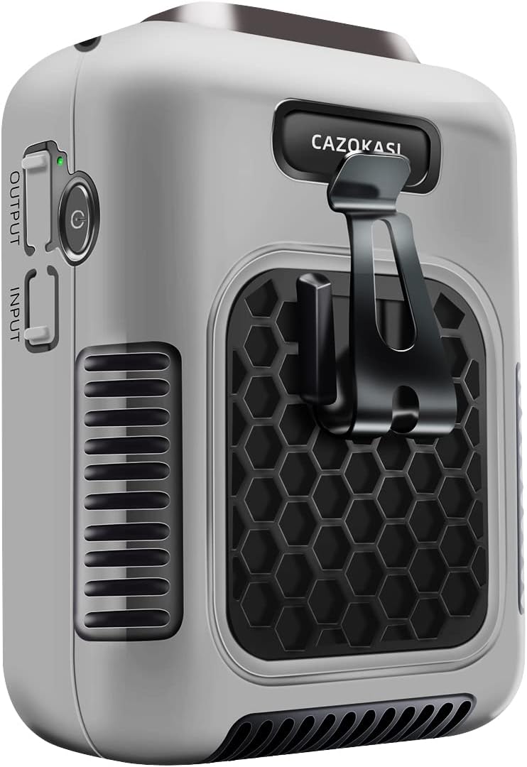 CAZOKASI Upgrade Waist Clip Fan Wearable Fan Portable Cooling and Heatstroke Prevention Fan (Industrial orange black) (Industrial gray black)