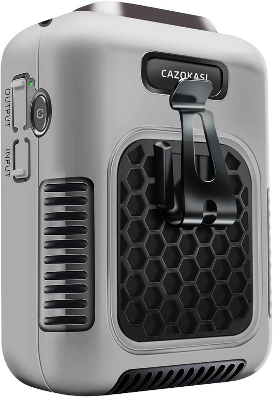CAZOKASI Upgrade Waist Clip Fan Wearable Fan Portable Cooling and Heatstroke Prevention Fan (Industrial orange black) (Industrial gray black)
