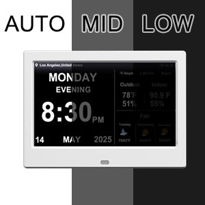 2025 New WiFi Digital Day Clock for Seniors, Auto Time Sync with Day and Date, Large Display, Custom Alarms & Medication Reminders, Ideal for Elderly and Memory Loss (7-Inch)