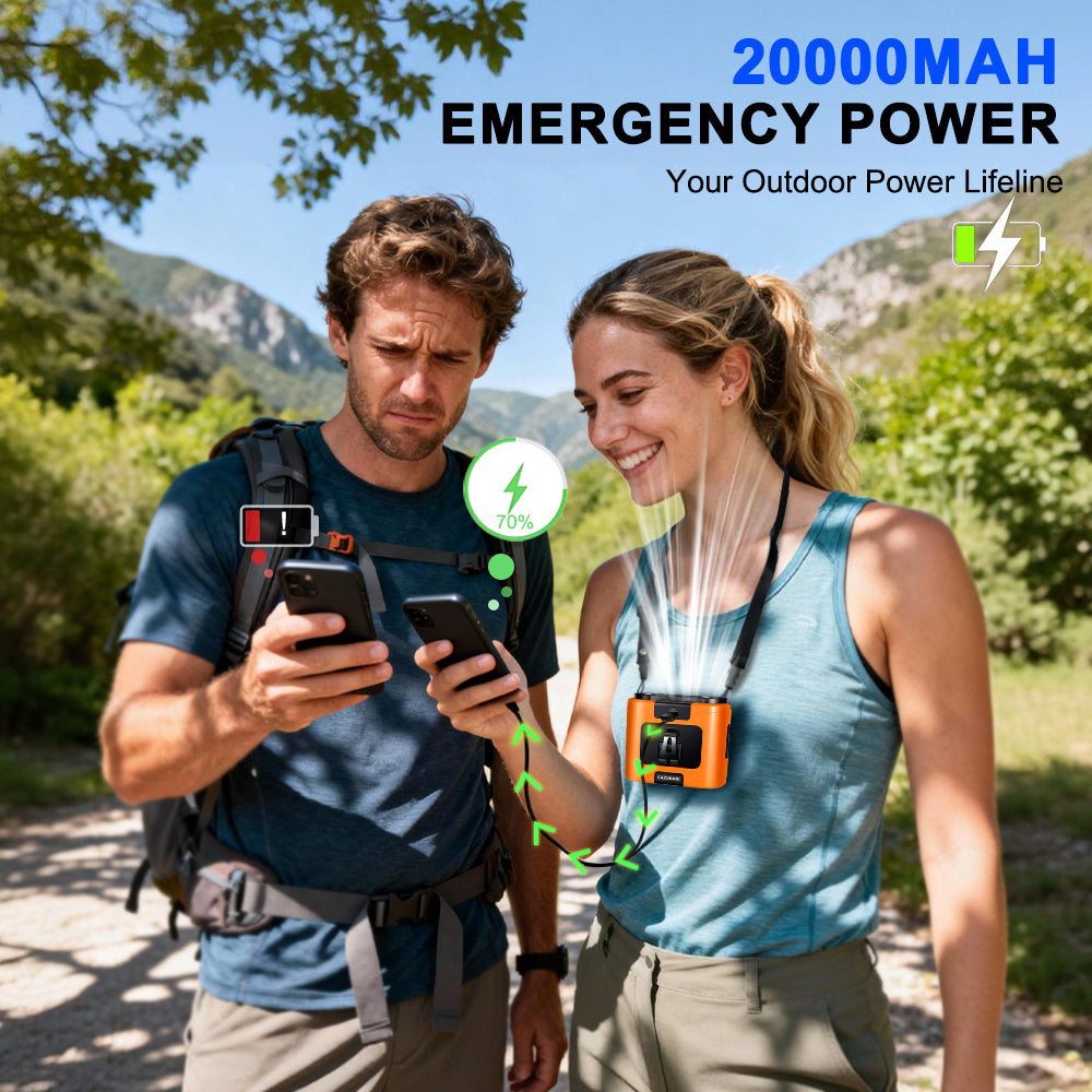 CAZOKASI 2026 Upgrade Waist Clip Fan Wearable Portable Personal Body Fan with 20000mAh Battery, Powerful up to 36H Cooling and Heatstroke Prevention, 5-in-1 Multifunctional Electric Fan