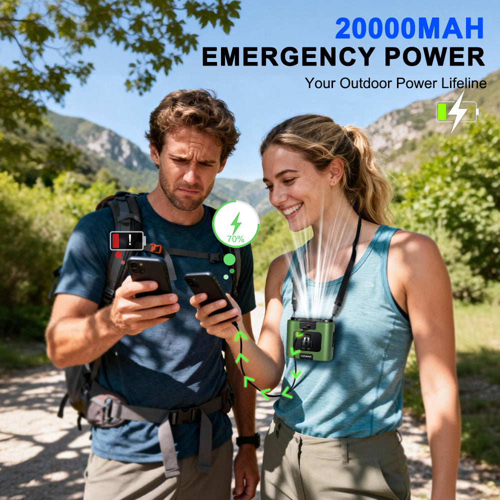 CAZOKASI 2026 Upgrade Waist Clip Fan Wearable Portable Personal Body Fan with 20000mAh Battery, Powerful up to 36H Cooling and Heatstroke Prevention, 5-in-1 Multifunctional Electric Fan