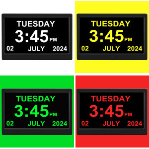 CAZOKASI Alarm Clock with Day and Date for Elderly 10inch Digital Calendar Clock Photo Frame- Auto Dimmable Display 15 Alarm Options, Clock with Non-Abbreviated Day & Month