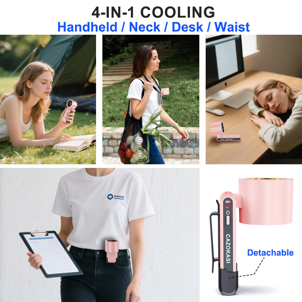 CAZOKASI Portable Handheld Fan, Brushless Motor, 5000mAh,  Up to 22H Cooling, 5 Speeds, Type-C Charging, 0.18kg,Foldable Pocket Size, LED Display & Ambient Light, for Travel/Makeup/Festival/Gift